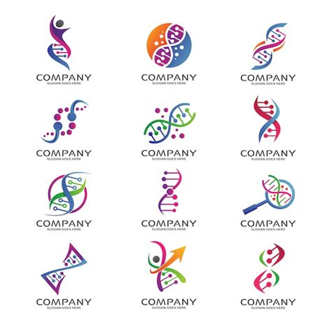 Premium Vector | Dna Science and Research Logo Set