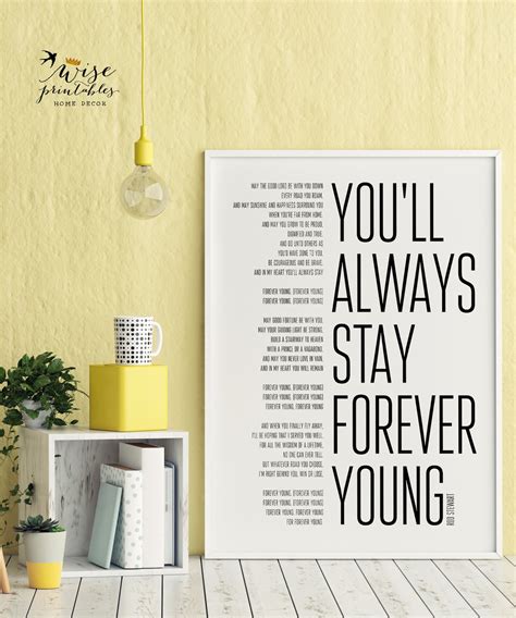 Rod Stewart Forever Young Lyrics decor song print black white | Etsy