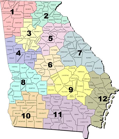 Georgia Region Map and County List