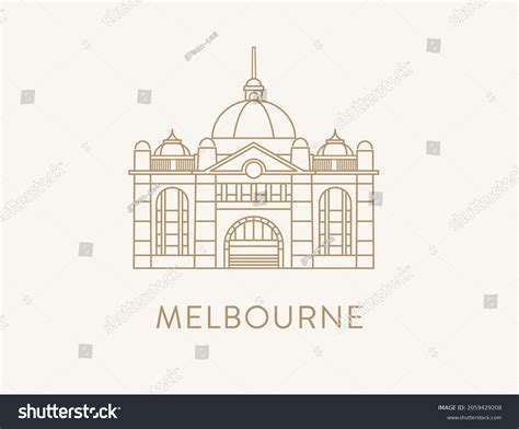 Melbourne Iconic Landmark Railway Station Line Stock Vector (Royalty ...