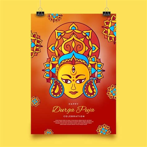 Free Vector | Durga-puja poster template with goddess