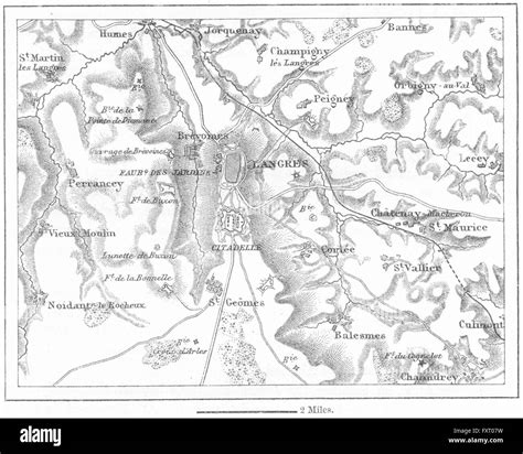 FRANCE: Area of Langres, sketch map, c1885 Stock Photo - Alamy