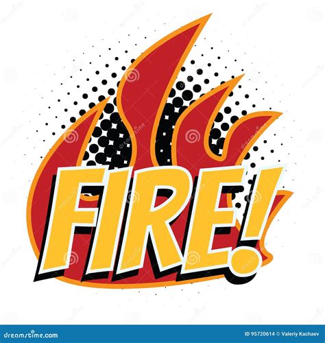 Fire word pop art style stock vector. Illustration of font - 95720614