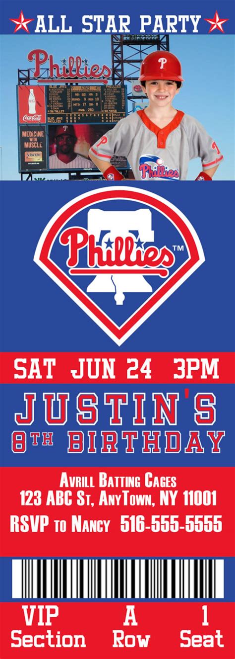 Philadelphia Phillies Birthday Ticket Invitation | Etsy