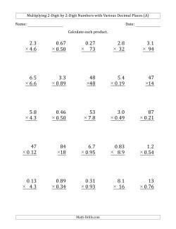 Decimals Worksheets