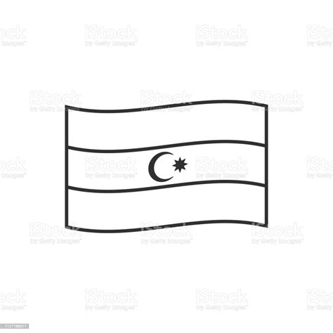 Azerbaijan Flag Icon In Black Outline Flat Design Stock Illustration ...