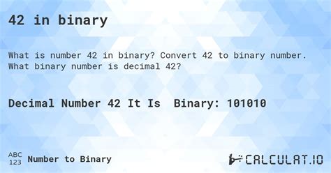 42 in binary - Calculatio