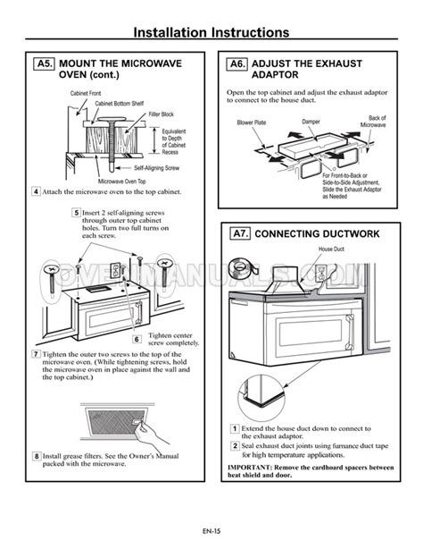 Frigidaire FPBM3077RF Professional Series Microwave Oven Installation Instructions