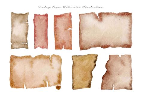 Premium Vector | A set of vintage old paper watercolor illustration