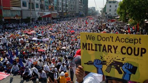 Myanmar coup: Protesters defy military warning in mass strike - BBC News