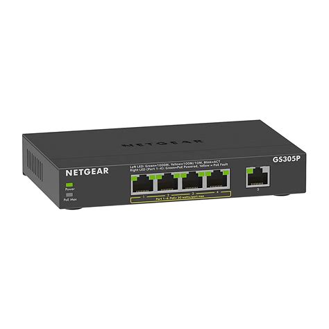 Buy NETGEAR 5-Port Gigabit Ethernet Unmanaged PoE Switch (GS305P) - with 4 x PoE+ @ 63W, Desktop ...