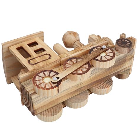 LHCER Wooden Locomotive Model Simulated Steam Train Home Decor Kid Child Toy Gift, Wooden Steam ...