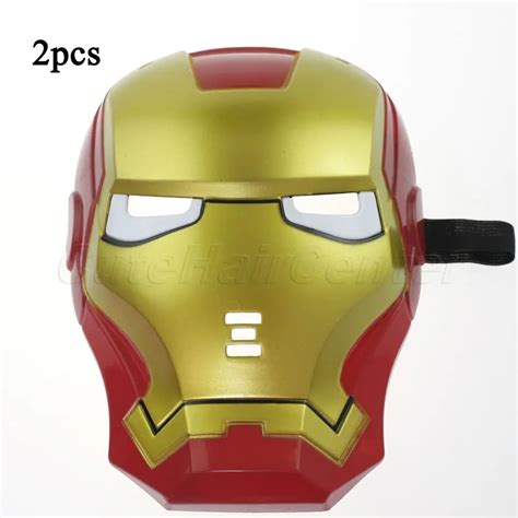 2PCS/lot Cool Iron Man LED Light Eye Face Mask Costume Halloween Fancy ...