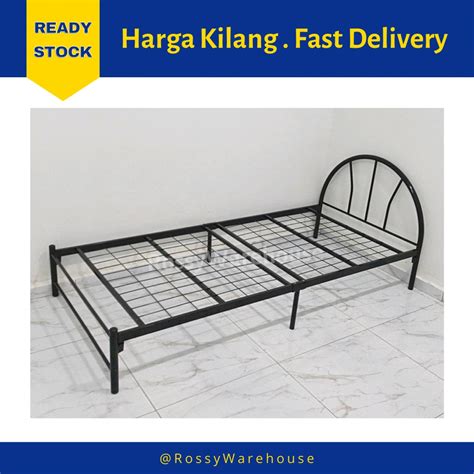 FREE SHIPPING Single Bed / Besi Katil Single Hitam /Metal Bed/ Single Size / Katil Besi Bujang ...