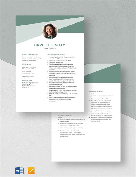 Field Officer Resume in Pages, Word - Download | Template.net