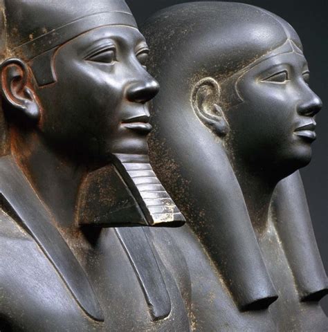 Detail of a statue of King Menkaure and queen (her name is not ...