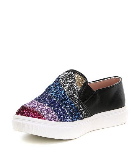 Steve Madden Girls Multi Glitter Black Sneakers