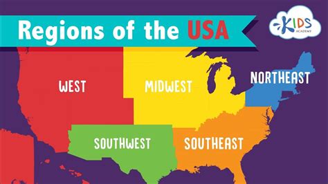 5 Regions of the United States for Kids | Geography for Children | Kids Academy - YouTube