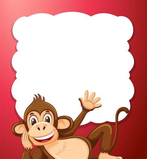 Premium Vector | A monkey on red border