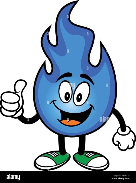 Natural Gas with Thumbs Up- A Cartoon Illustration of a Natural Gas Flame with a Thumbs Up Stock ...