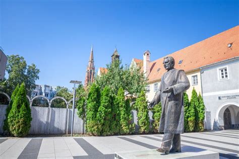 OSIJEK, CROATIA - SEPTEMBER 21, 2023: Statue of Franjo Tudjman in the City Center of Osijek ...