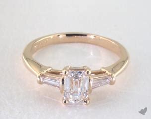 engagement rings, three stone, 14k yellow gold tapered baguette diamond engagement ring item 41621