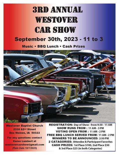 2023 3rd Annual Car Show – Westover Baptist Church