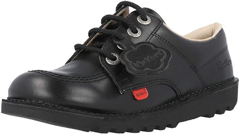 Kickers Kick Lo Core Black Leather Unisex Lace Up School Shoes ...