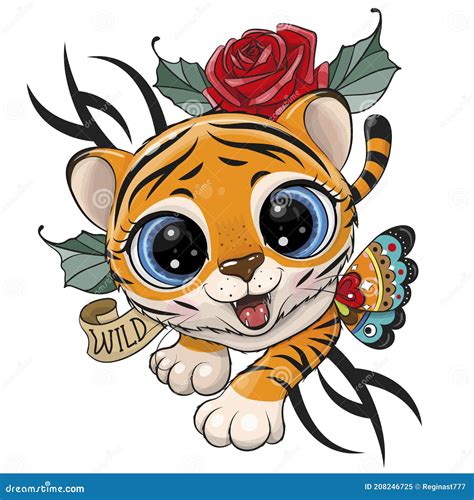 Tattoo Design Tiger Is Creeping Up Cartoon Vector | CartoonDealer.com ...