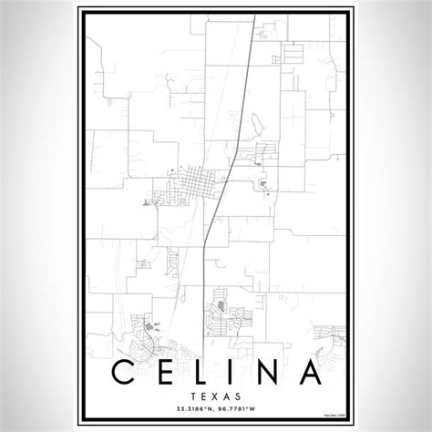 Celina - Texas Map Print in Classic — JACE Maps