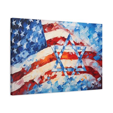 America Israel Flag Painting Canvas, Israeli American Flag Wall Art ...