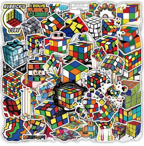 Buy Rubik's Cube Stickers | 50pcs Aesthetic Vinyl Waterproof Cute and ...