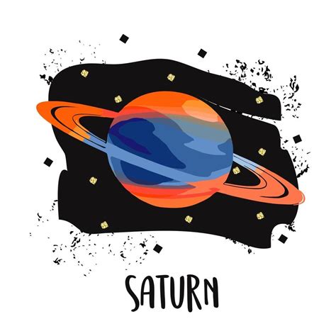 Vector illustration planet Saturn in retro flat cartoon style 2558107 ...