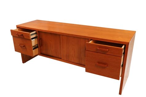 Mid Century Modern Danish Teak Office Credenza - Mary Kay's Furniture