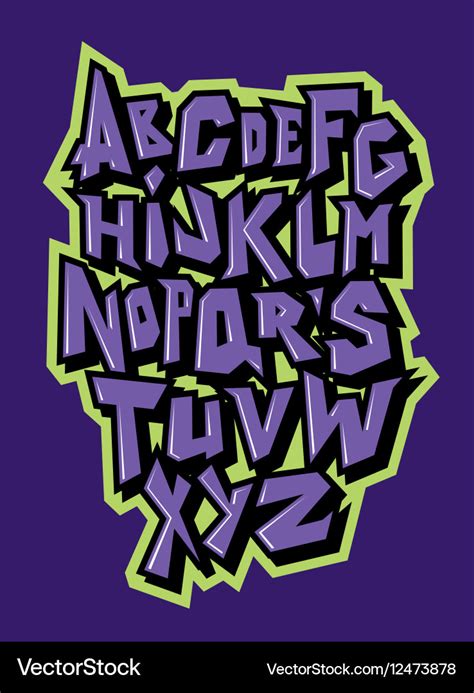 Straight lines comic graffiti font alphabet Vector Image