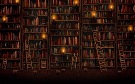 Download Spooky Library Bookshelf Wallpaper | Wallpapers.com