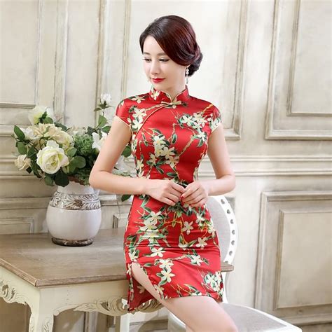 Short length Satin Fabric Cheongsam Qipao Chinese dress LG… | Flickr