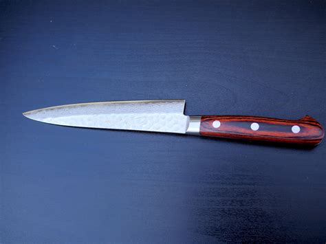 Sakai Jikko Petty Knife-Damascus with hammered finish (13.5cm) - Kaz's ...