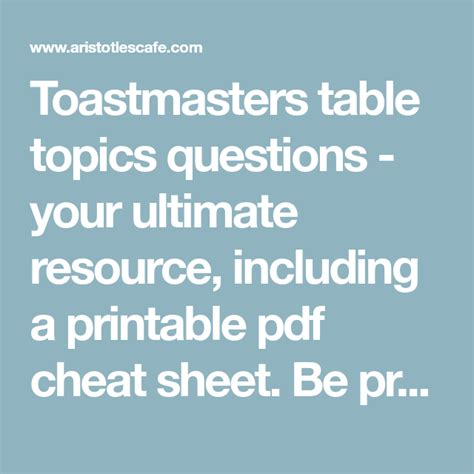 Toastmasters table topics questions - your ultimate resource, including a printable pdf cheat ...