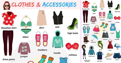 Clothes and Accessories Names in English with Pictures • 7ESL