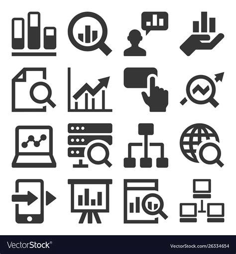 Data analysis icons set on white background Vector Image