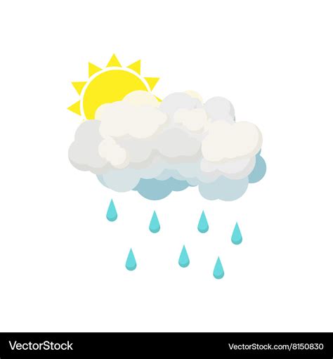 Rain cloud and sun icon cartoon style Royalty Free Vector