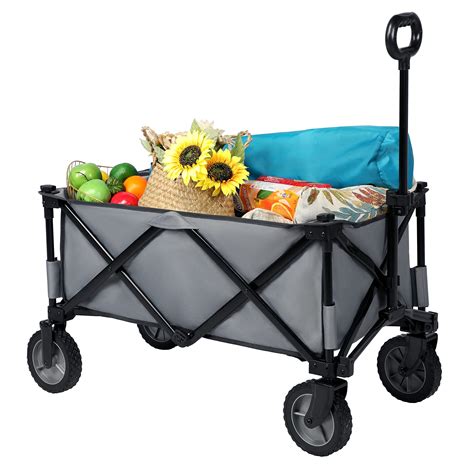 Buy PORTAL Collapsible Folding Wagon Cart Heavy Duty Foldable Grocery Cart for Outdoor Utility ...