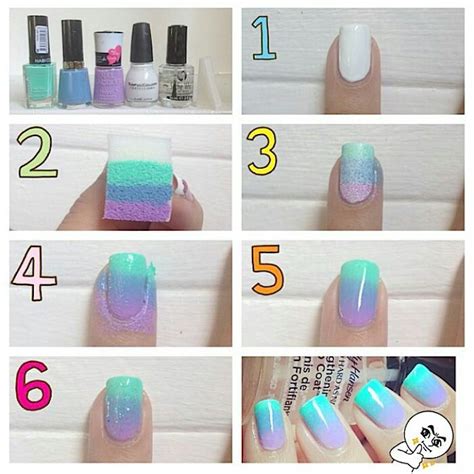 Step by step way of making ombre nails. | Ombre nail designs, Ombre nails tutorial, Nail art ...