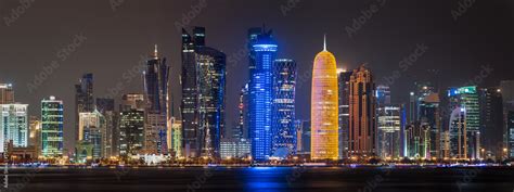 Doha skyline panorama Stock Photo | Adobe Stock