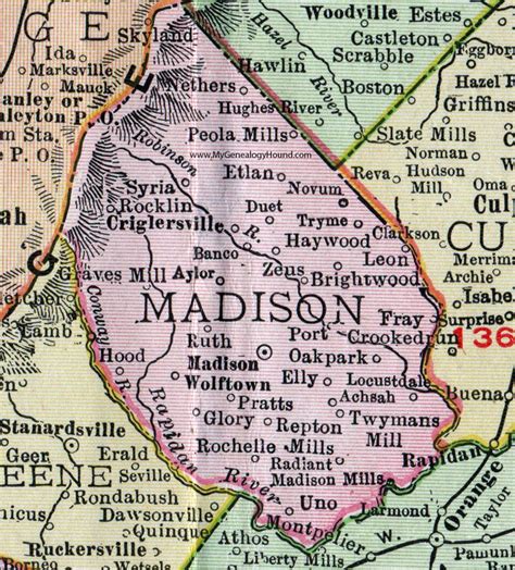 Madison County, Virginia, Map, 1911, Rand McNally, Wolftown, Zeus ...