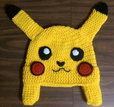 This Free Pokemon Pikachu inspired crochet hat pattern is quick, easy & fun to whip up ...