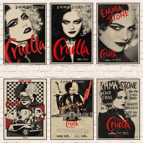 Cruella 2021 Movie Posters Retro Kraft Paper Poster for Home Room Bar ...