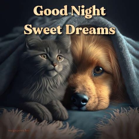 a cat and dog under a blanket with the caption'good night sweet dreams