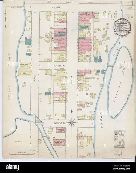 Sanborn Fire Insurance Map from Eaton Rapids, Eaton County, Michigan Stock Photo - Alamy